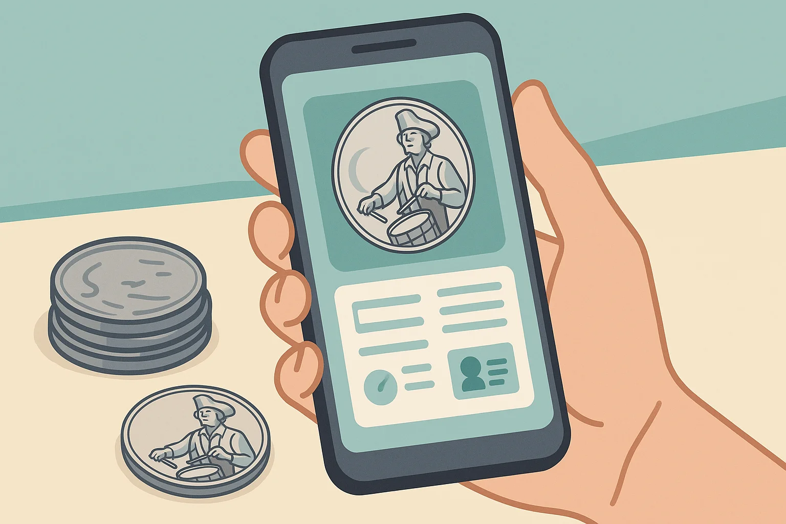 A collector is scanning a bicentennial quarter via Coin ID Scanner.